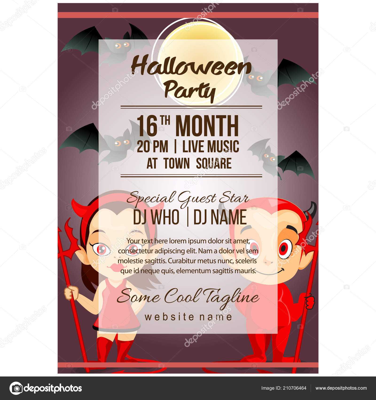Halloween Costume Party Poster Template Little Devil — Stock Intended For Halloween Costume Certificate Template