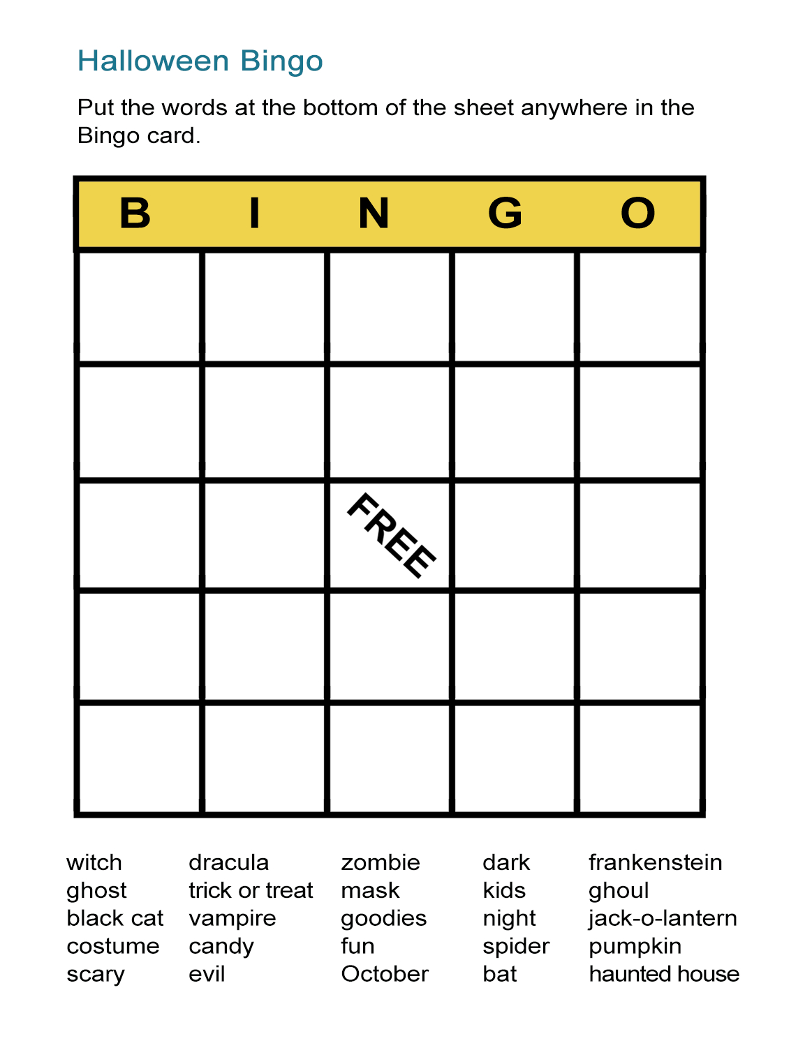 Halloween Printable Bingo Cards – All Esl With Bingo Card Template Word