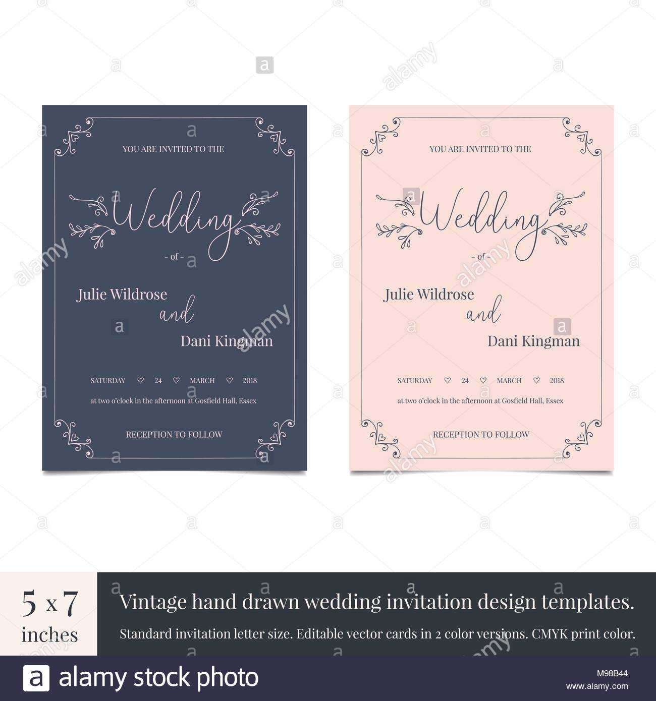 Hand Drawn Doodle Wedding Invitations Design Template. Hand Pertaining To Wedding Card Size Template