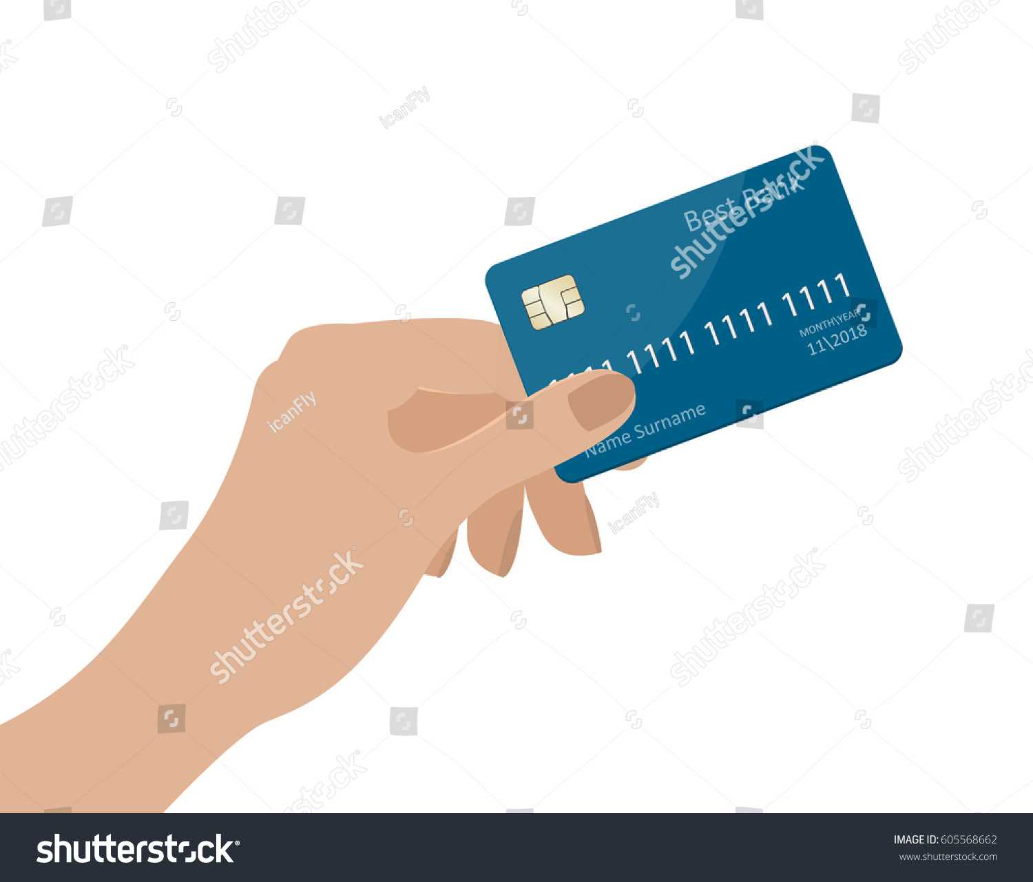 Hand Holding Credit Card Vector Illustration Stock Vector With Credit Card Templates For Sale