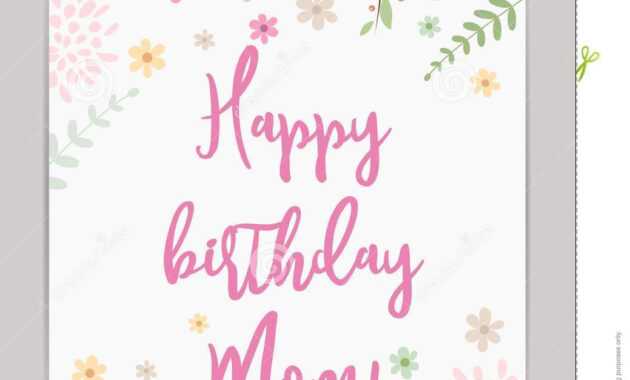 Happy Birthday Mom! Greeting Card Stock Vector pertaining to Mom Birthday Card Template