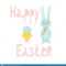 Happy Easter Greeting Card Template With Bunny And Chick Throughout Easter Chick Card Template
