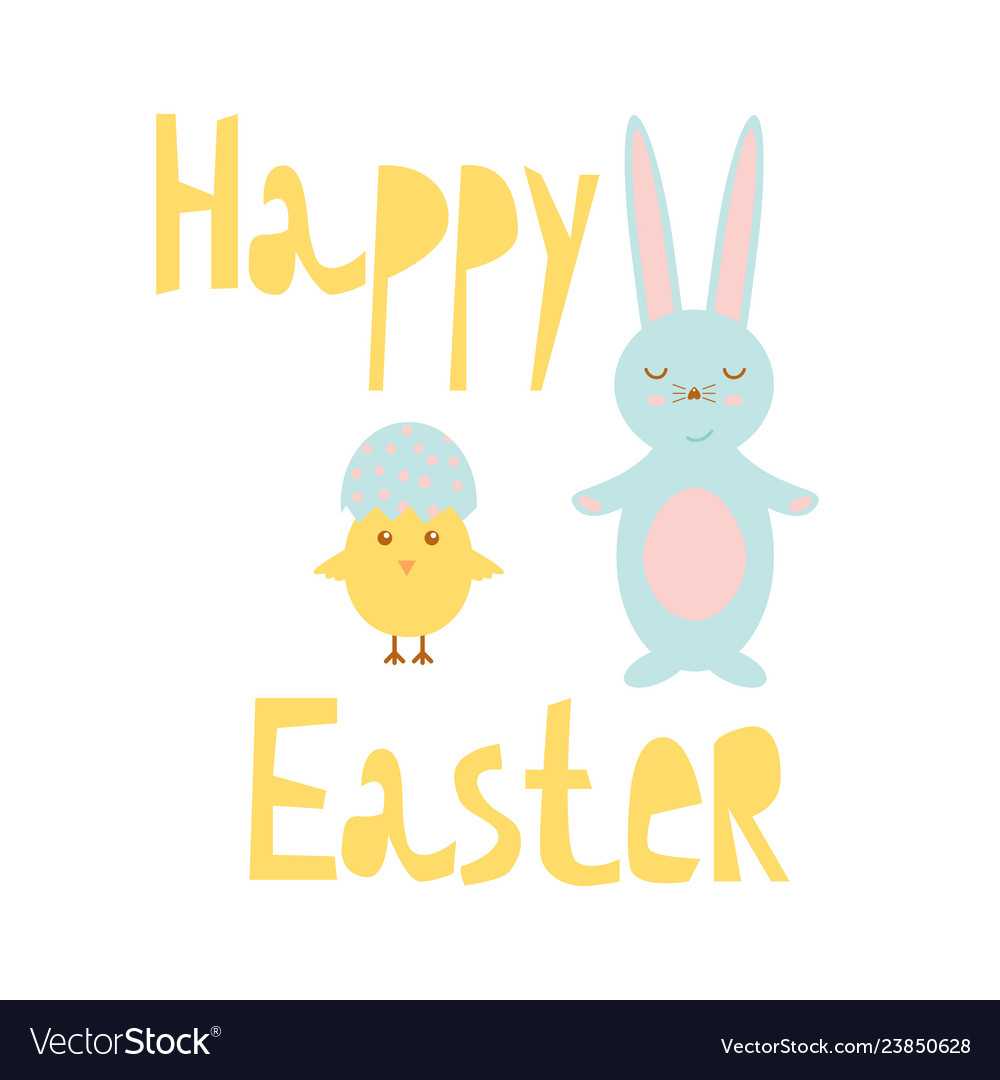 Happy Easter Greeting Card Template With Bunny And Intended For Easter Chick Card Template
