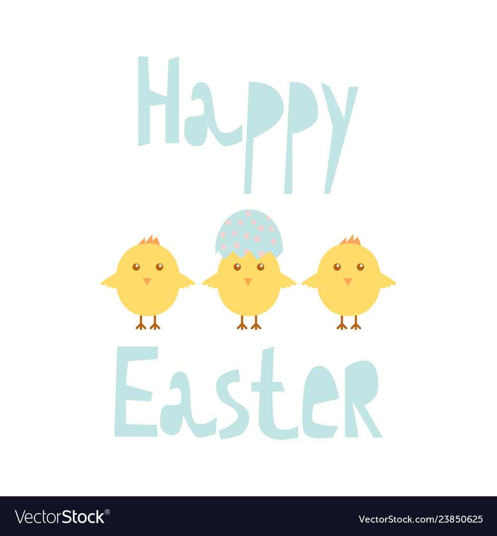 Happy Easter Greeting Card Template With Chicks With Easter Chick Card Template