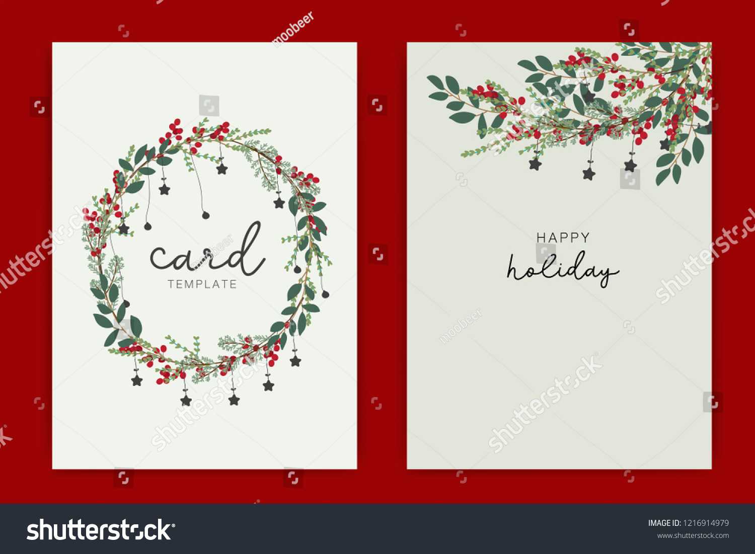 Happy Holidays Card Template Green Leaf Stock Vector In Happy Holidays Card Template