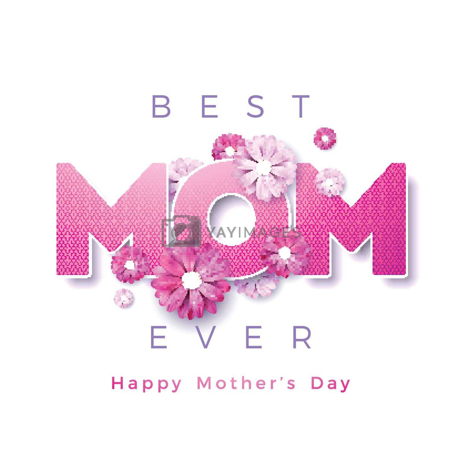 Happy Mothers Day Greeting Card Design With Flower And Best Regarding Mom Birthday Card Template