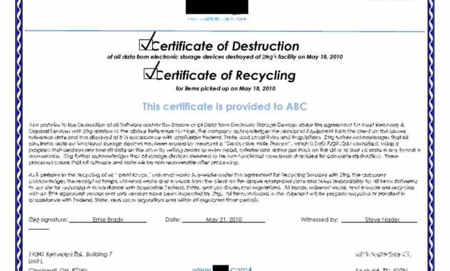 Hard Drive Destruction Certificate Template ] - Certificate with Hard Drive Destruction Certificate Template