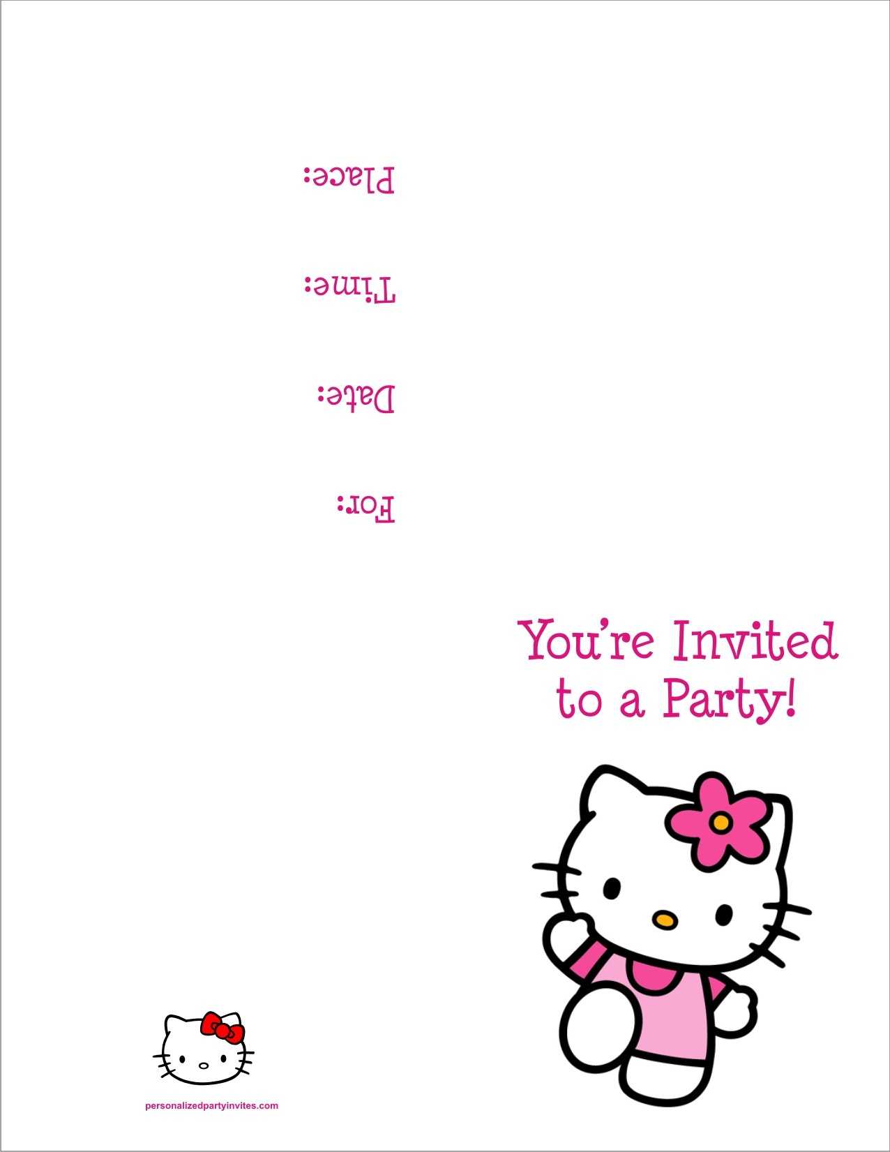 Hello Kitty Free Printable Birthday Party Invitation With Hello Kitty Birthday Card Template Free