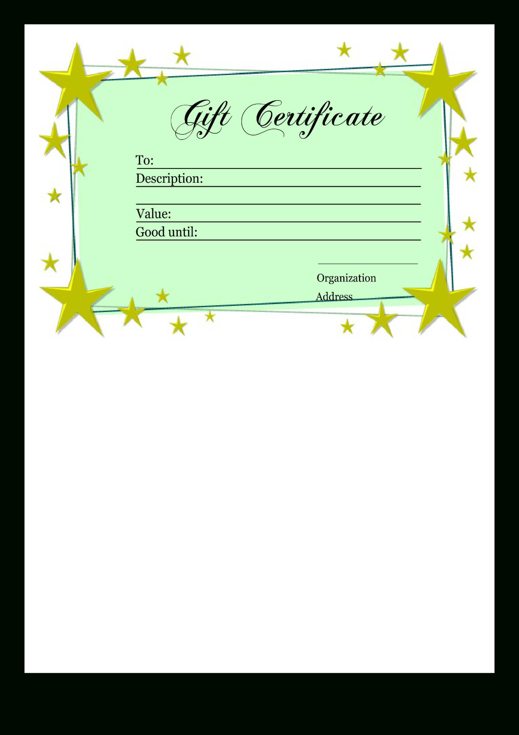 Homemade Gift Certificate Template | Templates At Throughout Homemade Gift Certificate Template