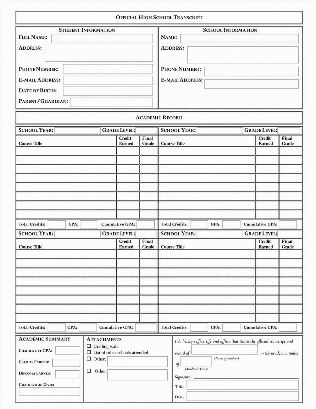 Homeschool High School Report Card Template Free Examples In Middle School Report Card Template