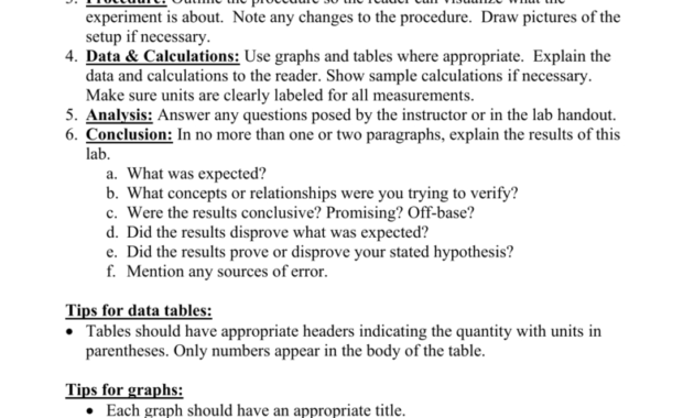 Honors Physics – Lab Report Format with Physics Lab Report Template