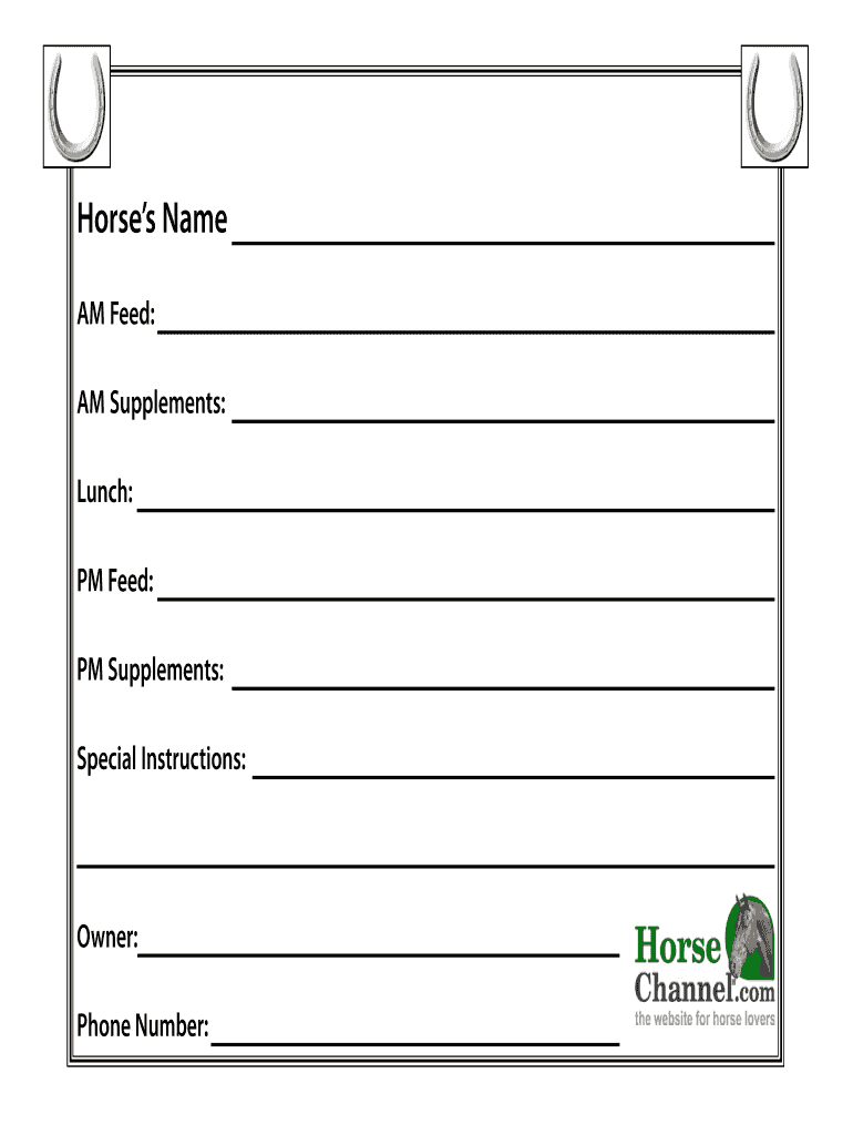 Horse Stall Cards Templates – Fill Online, Printable With Regard To Horse Stall Card Template