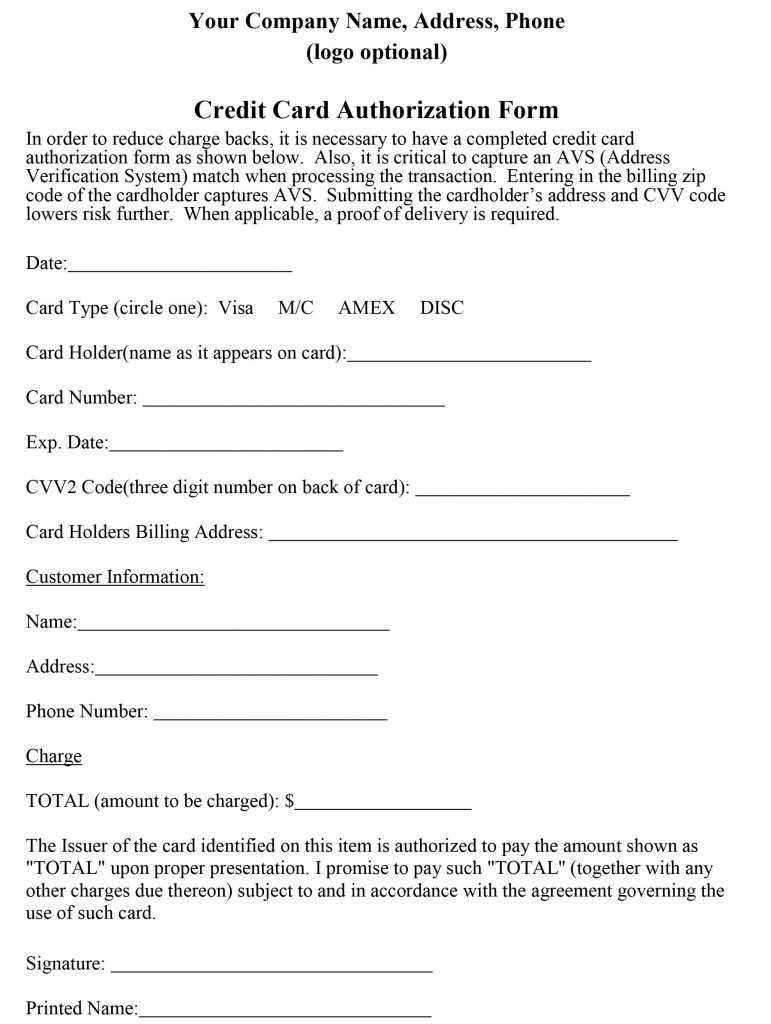 How Long Is A Credit Card Authorization Good For – Zohre With Credit Card On File Form Templates