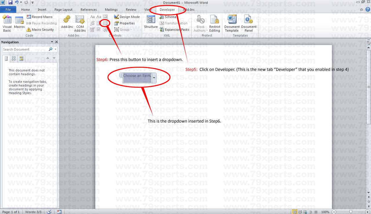 How To Add Drop Down Menu In Microsoft Word 2010? Pertaining To Word 2010 Templates And Add Ins