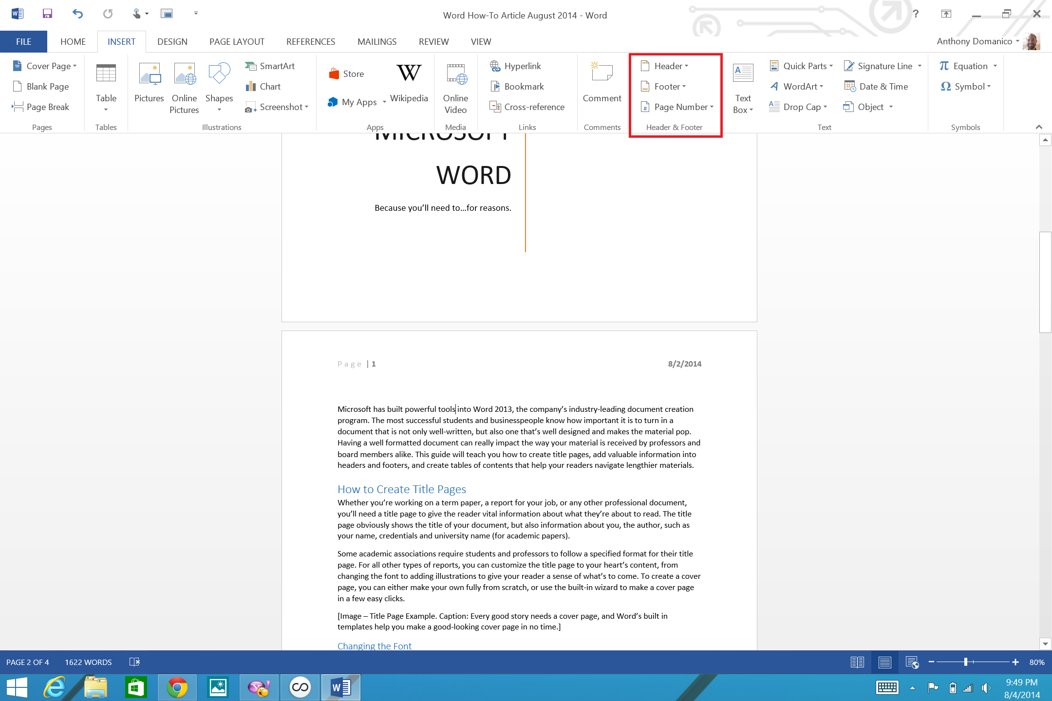 How To Add Page Numbers And A Table Of Contents To Word Within Contents Page Word Template