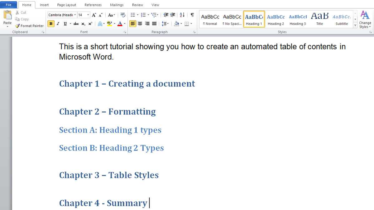 How To Make Automated Table Of Contents In Microsoft Word With Contents Page Word Template