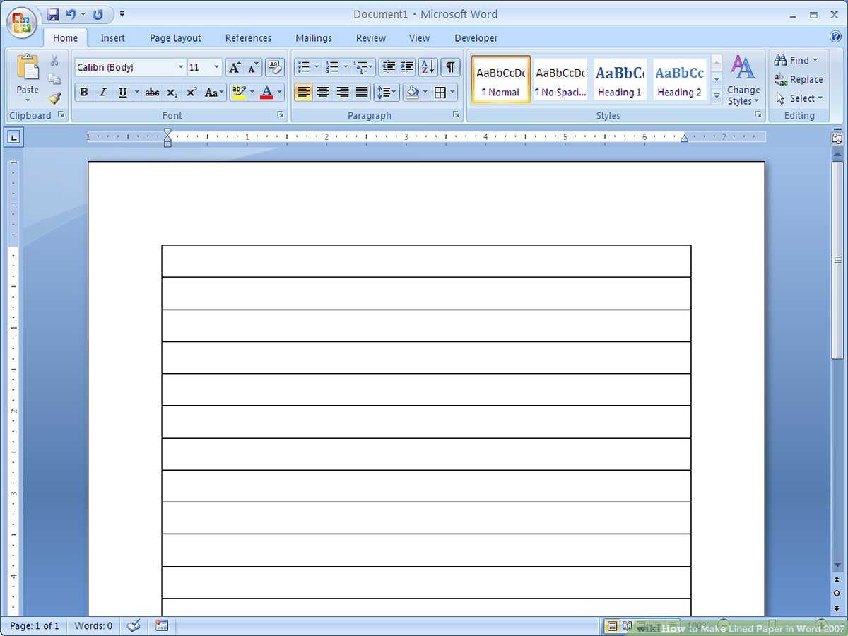 How To Make Lined Paper In Word 2007: 4 Steps (With Pictures) Inside College Ruled Lined Paper Template Word 2007
