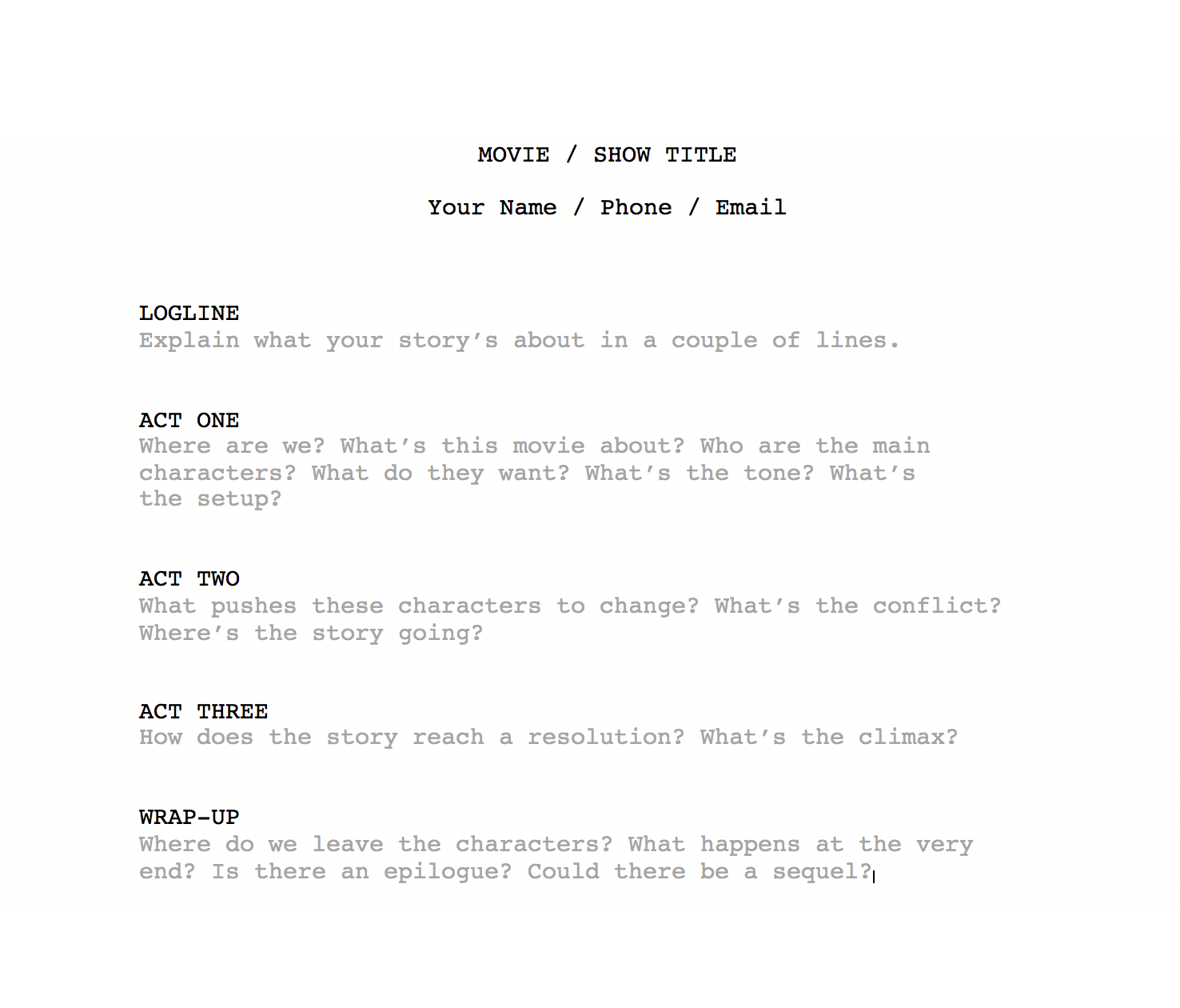 How To Write A Film Treatment | Boords Intended For Shooting Script Template Word