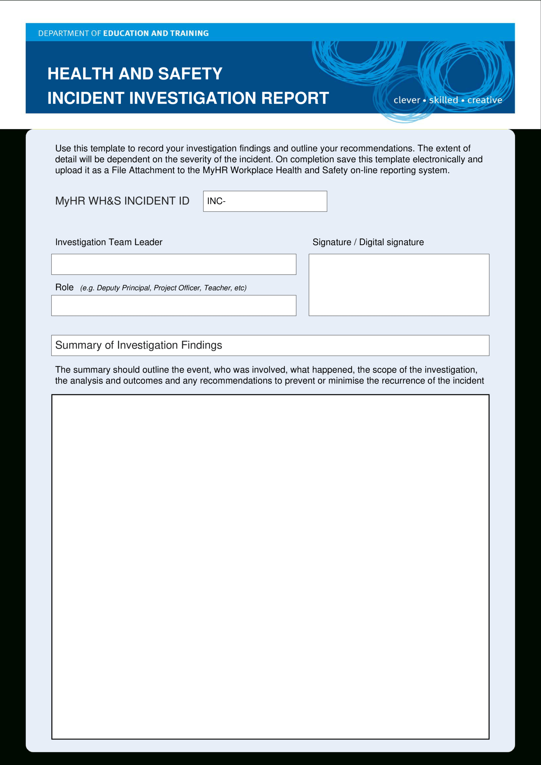 Hse Health Safety Incident Investigation Report | Templates At Inside Hse Report Template