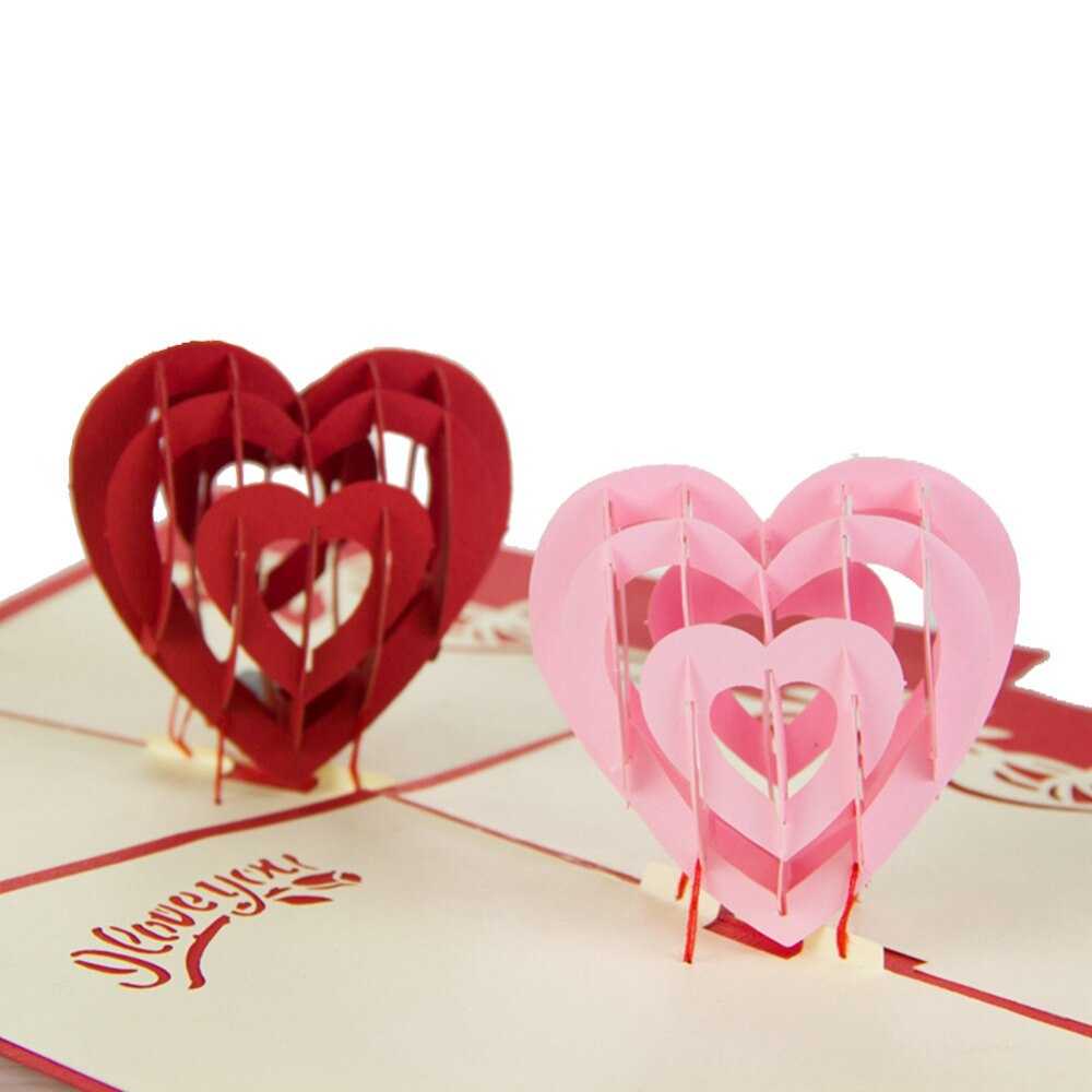 "i Love You" Red Heart Design Handmade Creative Kirigami & Origami 3D Pop  Up Greeting & Gift Cards Free Shipping Regarding I Love You Pop Up Card Template