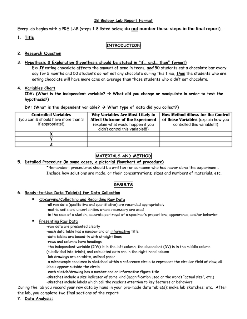 Ib Biology Lab Report Format Pertaining To Ib Lab Report Template