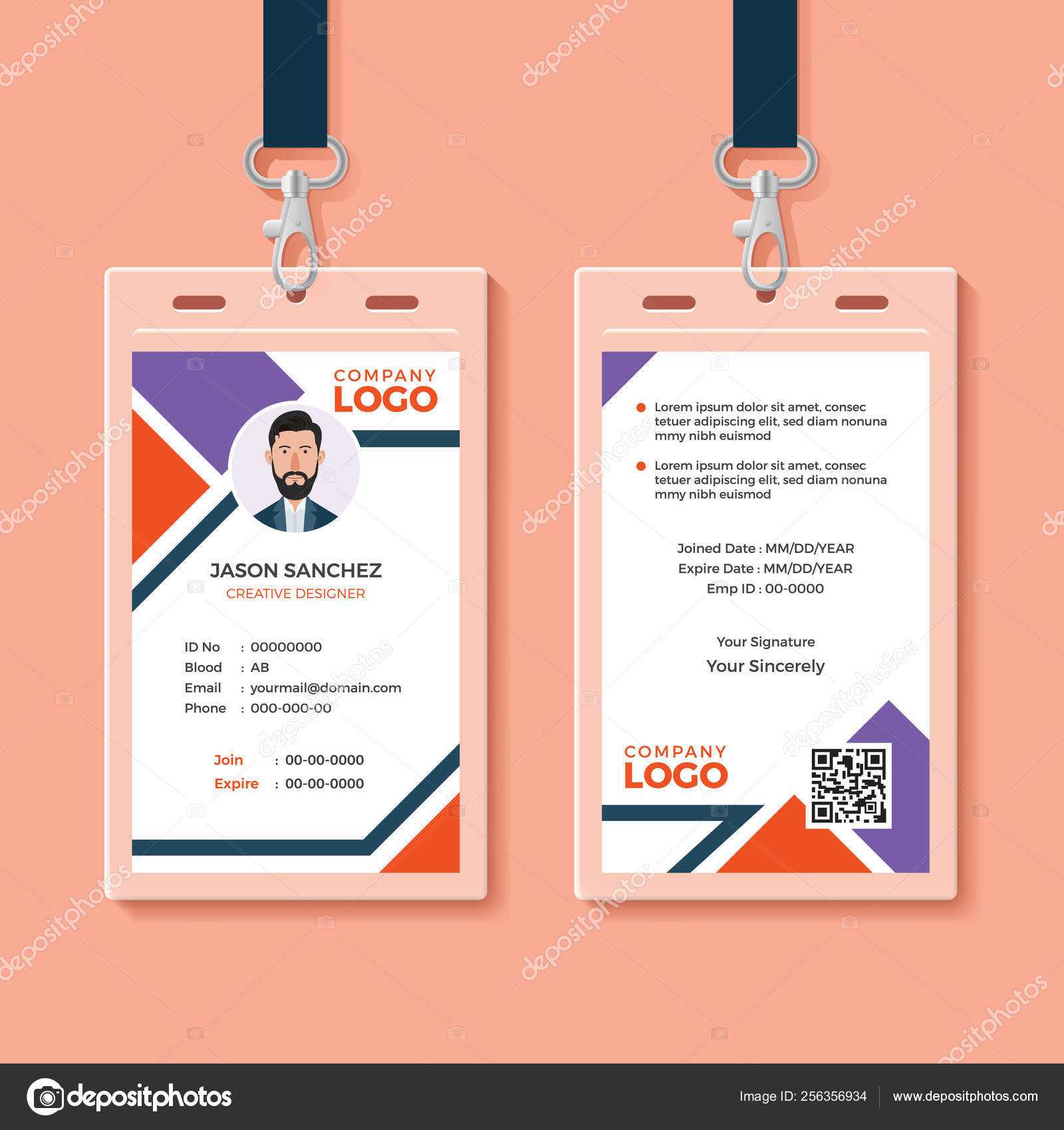Id Card Design Template — Stock Vector © Bonezboyz #256356934 Throughout Company Id Card Design Template
