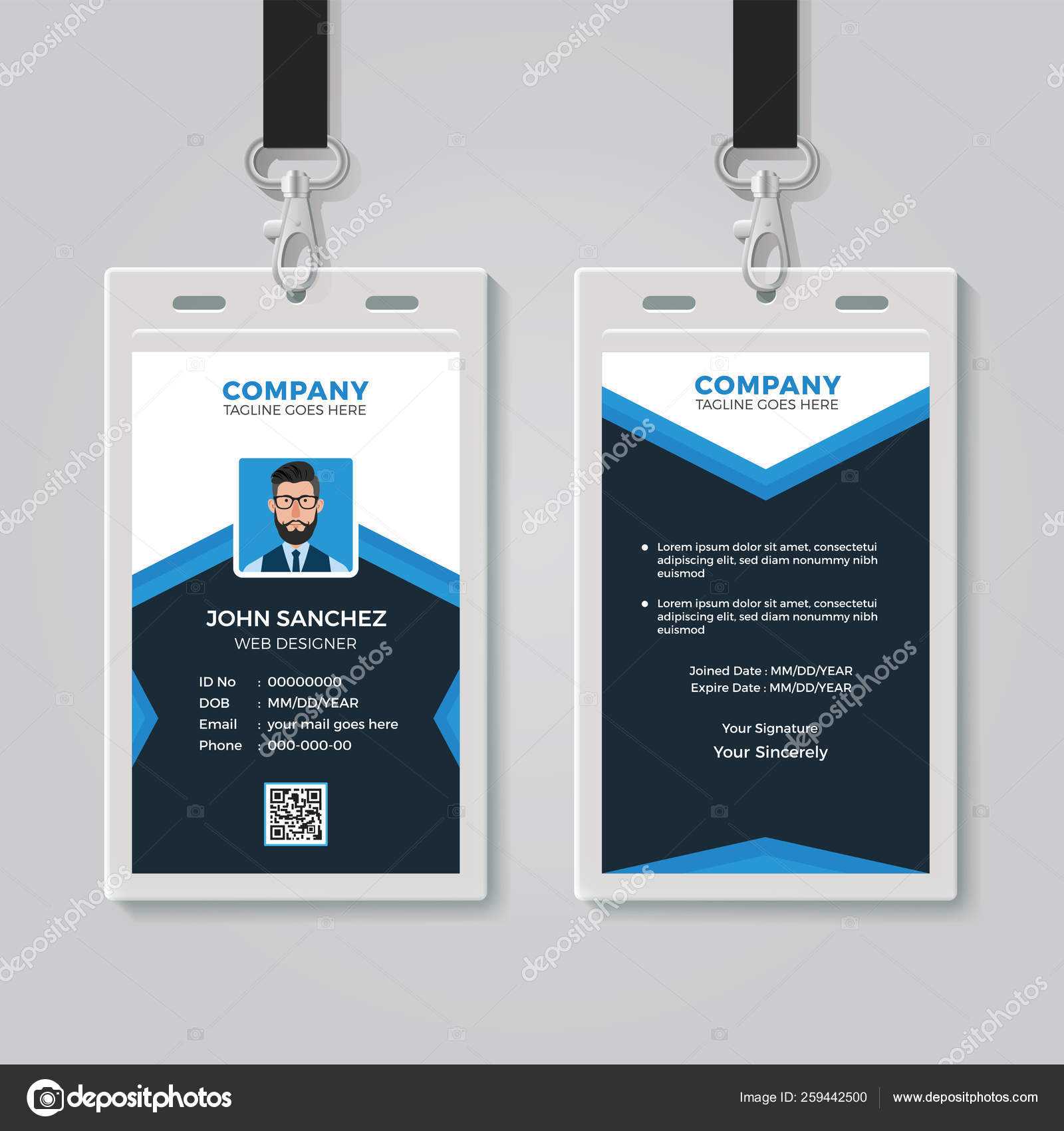 Id Card Design Template — Stock Vector © Bonezboyz #259442500 Within Photographer Id Card Template