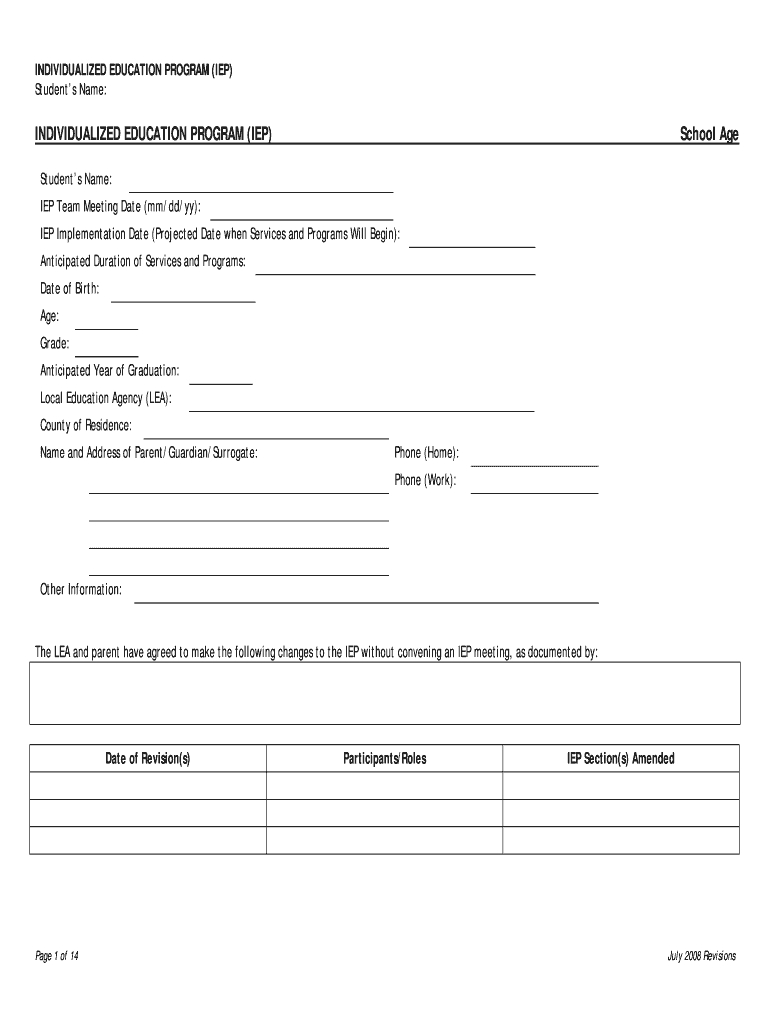 Iep Template - Fill Online, Printable, Fillable, Blank In Blank Iep Template