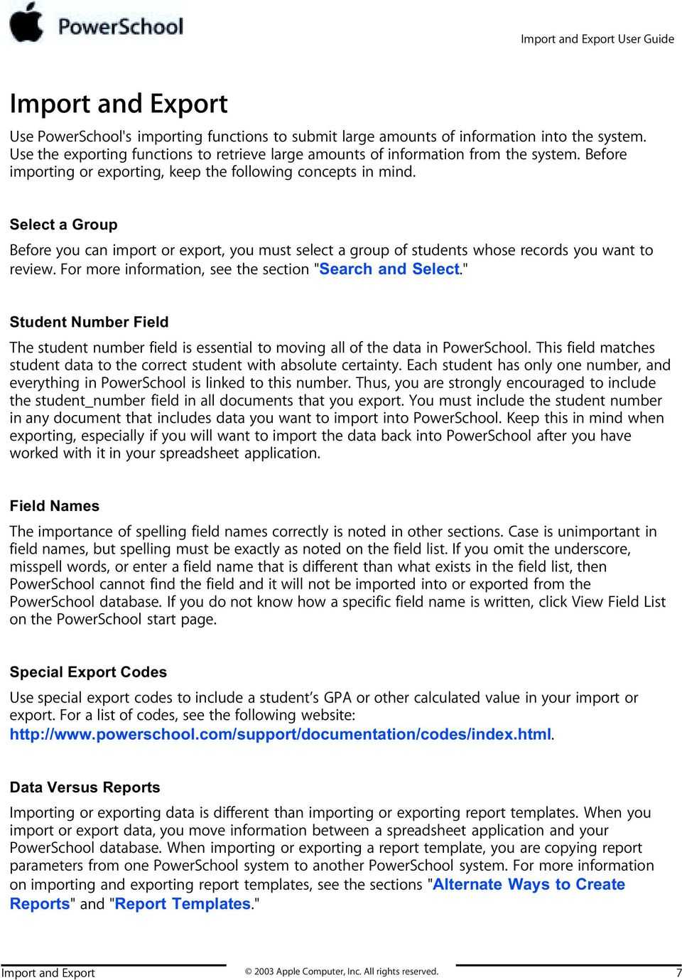 Import And Export User Guide Powerschool Student Information With Powerschool Reports Templates
