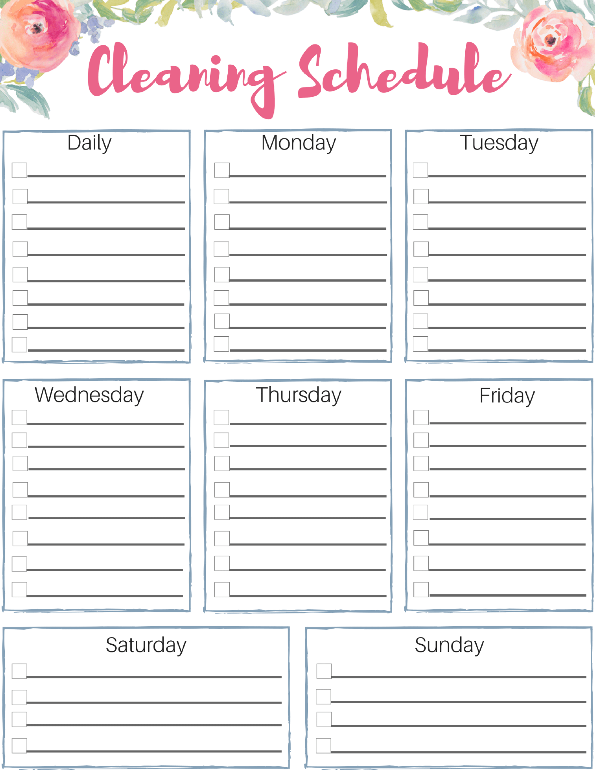 Impressive Editable Cleaning Schedule Template Ideas Pdf Throughout Blank Cleaning Schedule Template