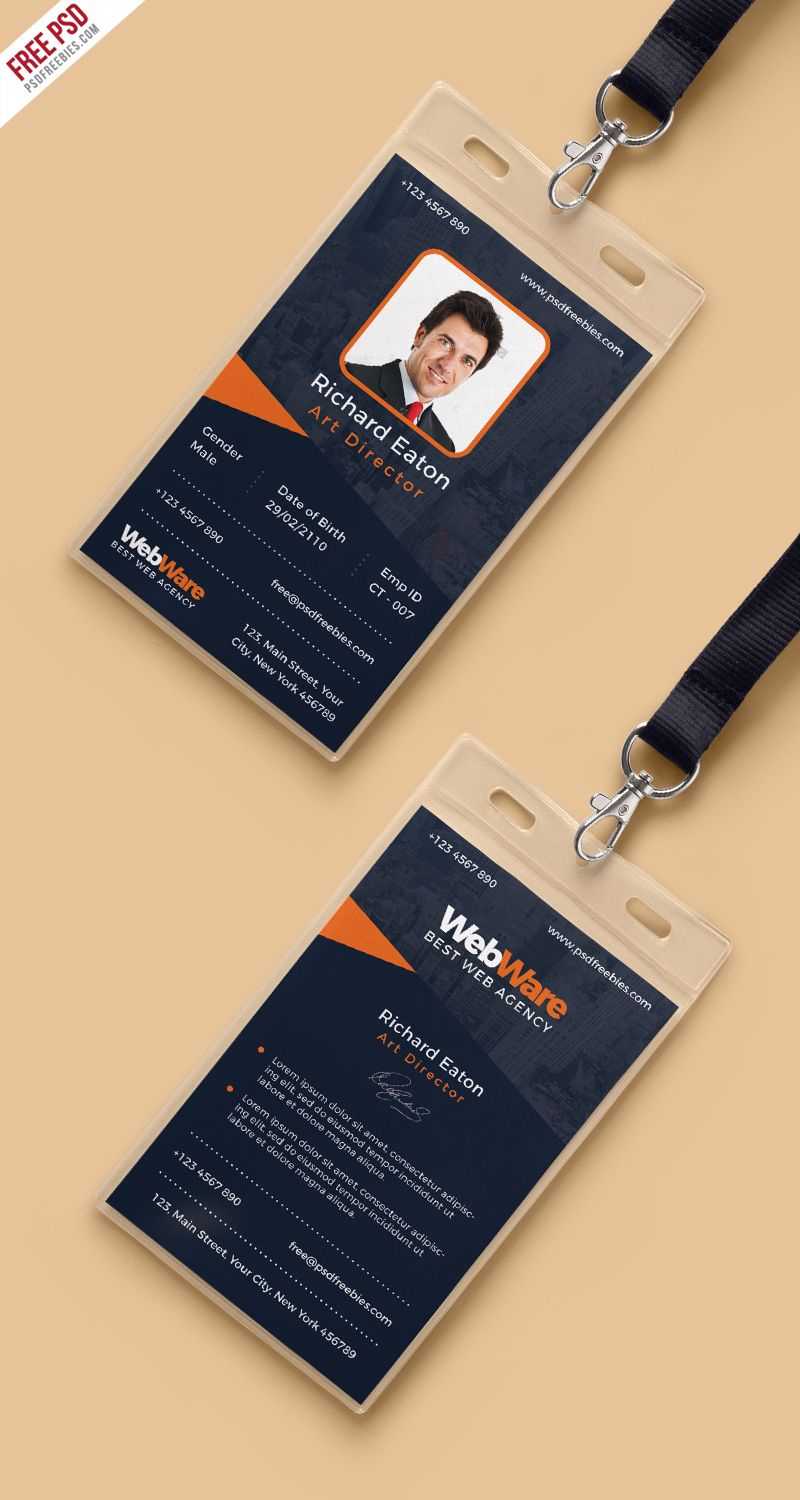 Incredible Id Card Design Template Psd Free Download Ideas Pertaining To College Id Card Template Psd