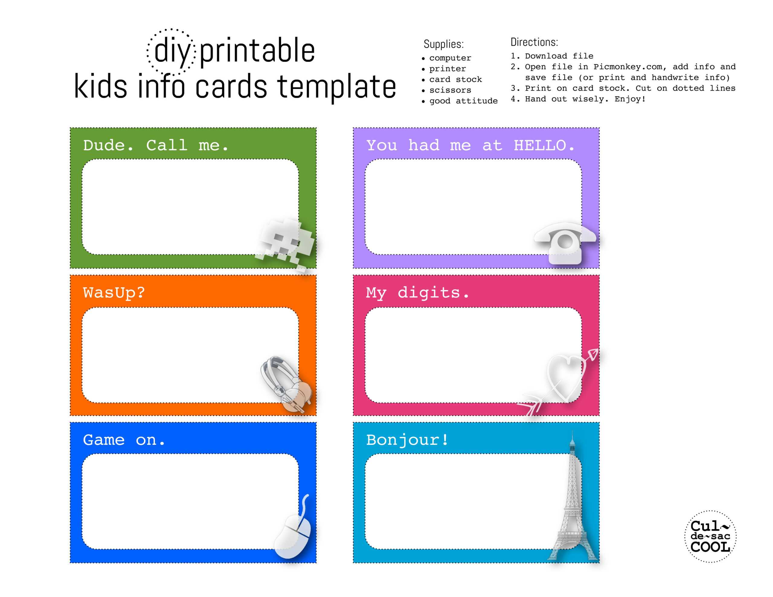 Info Cards Template – Zohre.horizonconsulting.co Intended For Credit Card Template For Kids