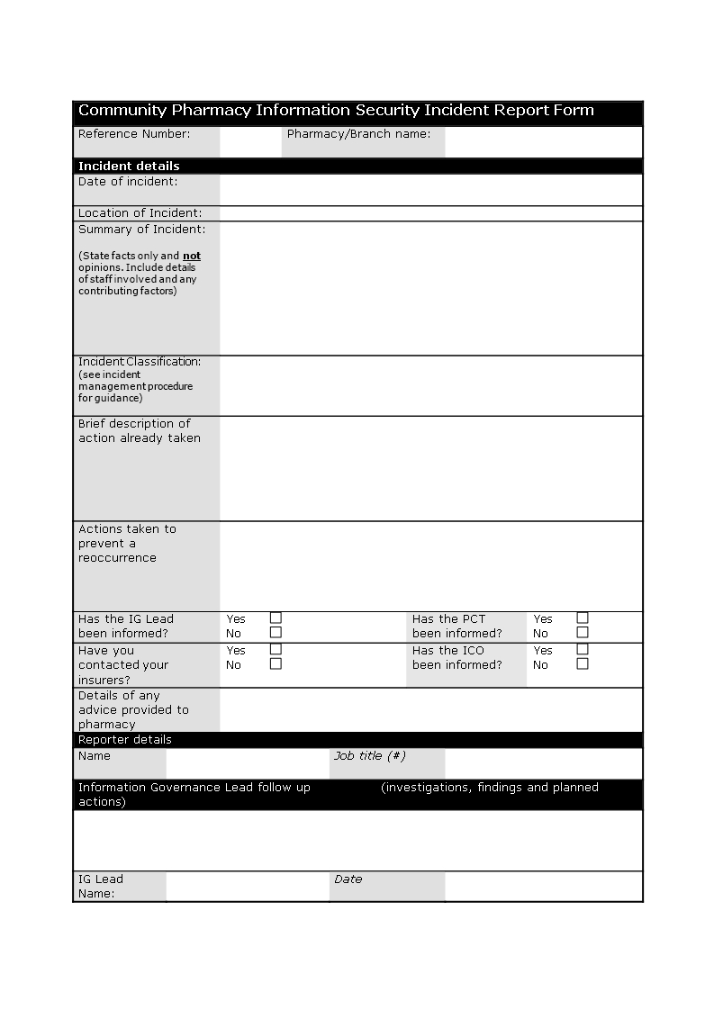 Information Security Incident Report Template | Templates At In Template For Information Report