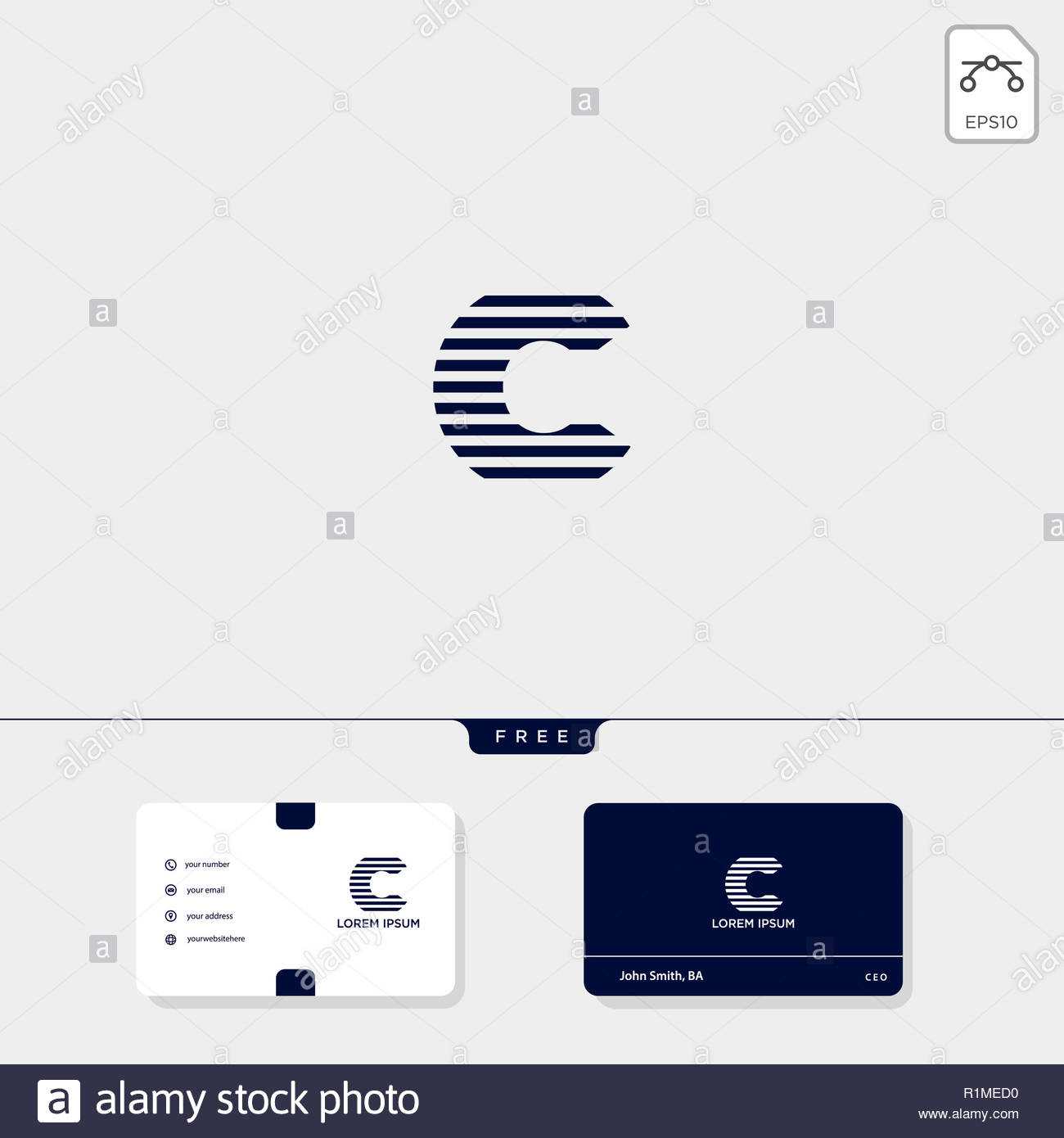 Initial C, Cc Creative Logo Template And Business Card Within Med Cards Template