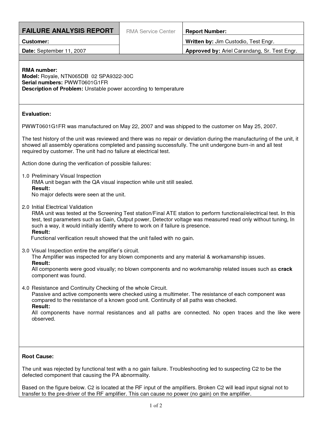 Inspirational Failure Analysis Report Template Sample With For Business Analyst Report Template