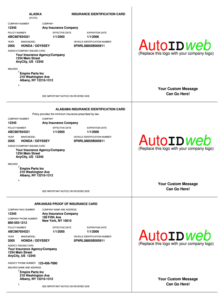 Insurance Card Template – Fill Online, Printable, Fillable For Fake Auto Insurance Card Template Download