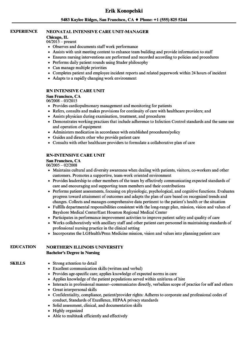 Intensive Care Unit Resume Samples | Velvet Jobs In Icu Report Template