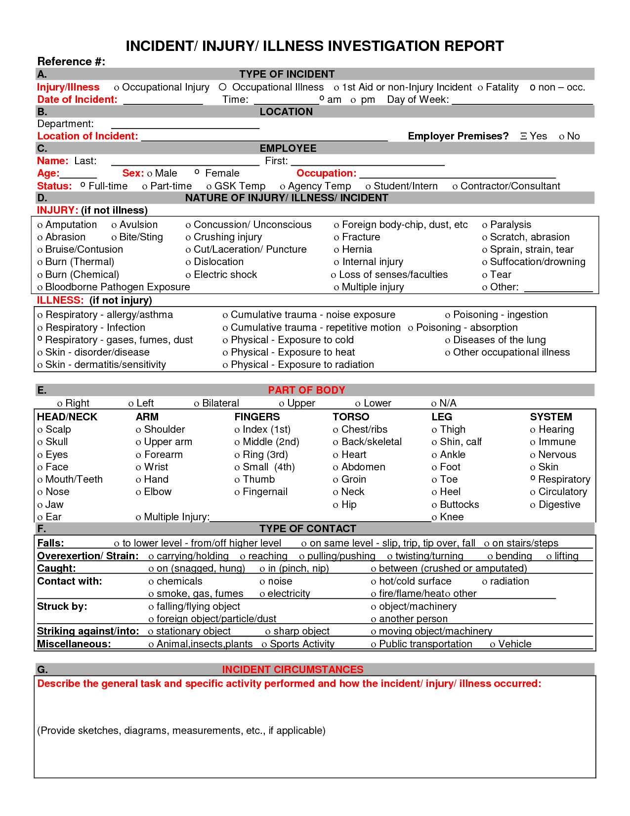 Investigation Report Template Excel Pdf Accident Format Free Intended For Ohs Incident Report Template Free