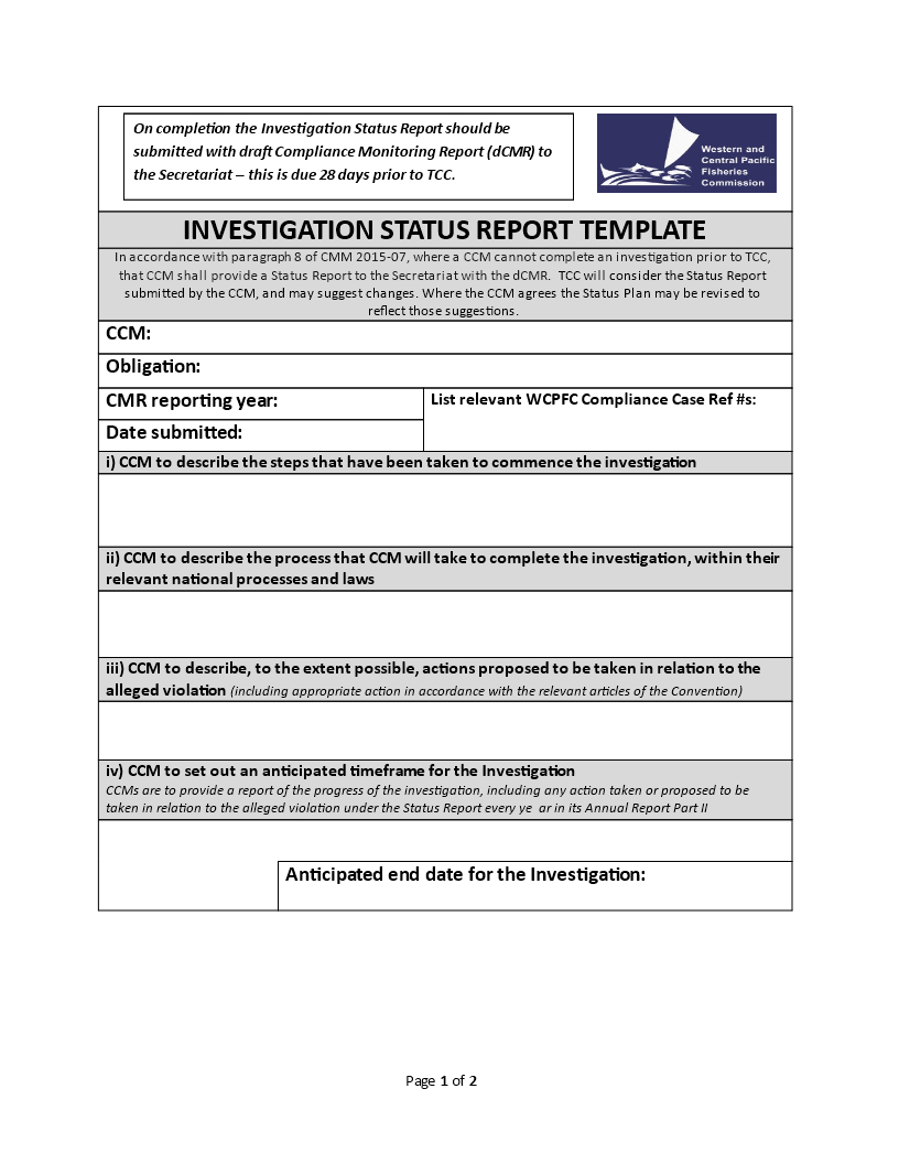 Investigation Status | Templates At Allbusinesstemplates Pertaining To Ar Report Template