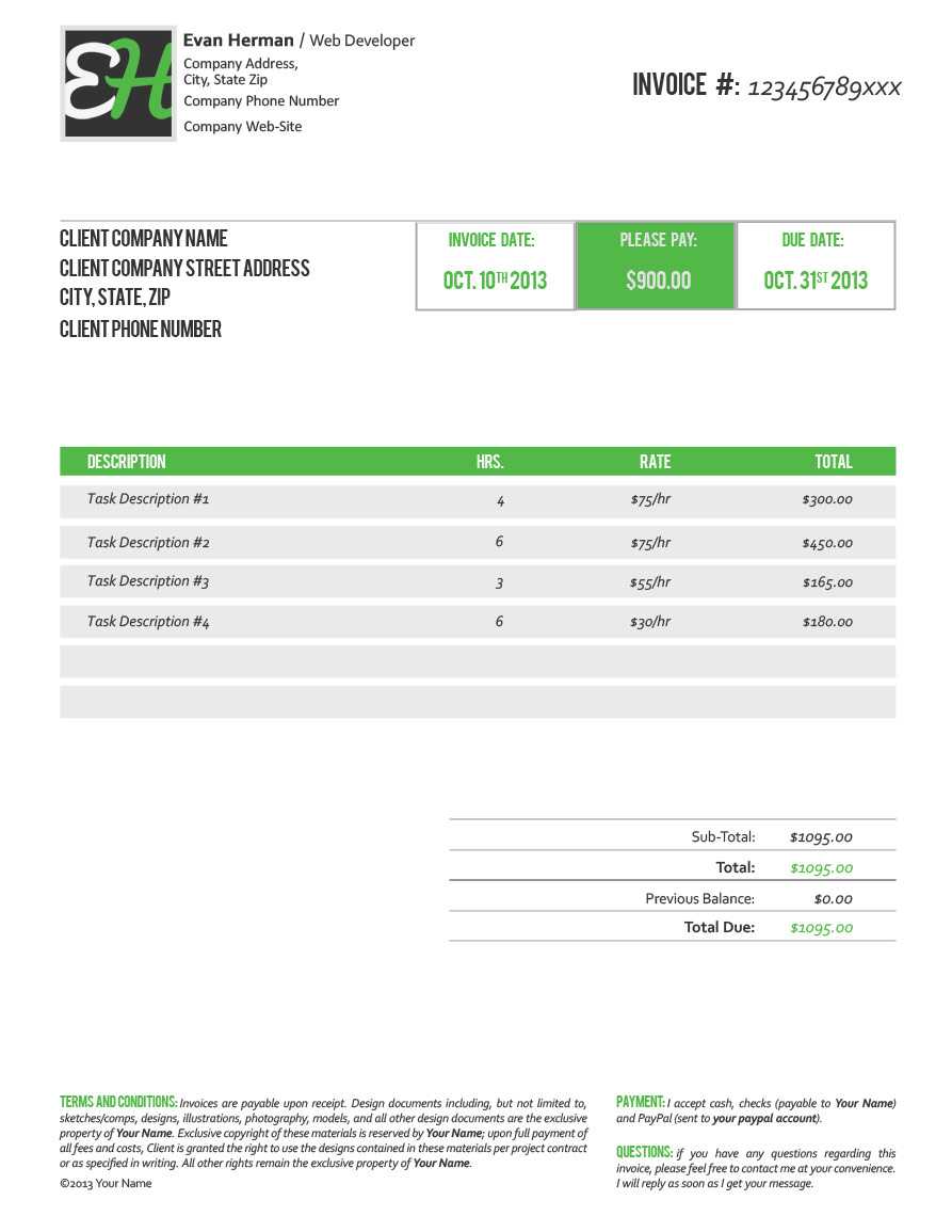 Invoice Template Psd | Invoice Example With Web Design Invoice Template Word