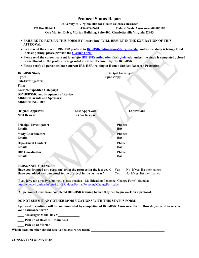 Irb Hsr Status Forms Templates Within Dsmb Report Template