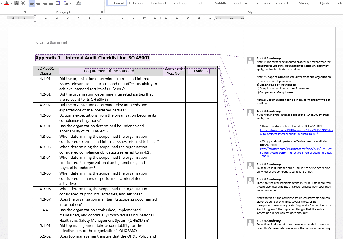 Iso 45001 Internal Audit Toolkit With Iso 9001 Internal Audit Report Template