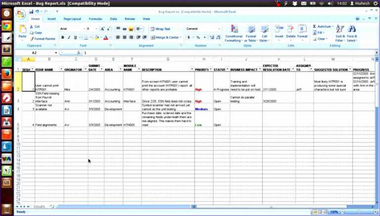 Defect Report Template Xls - Professional Template