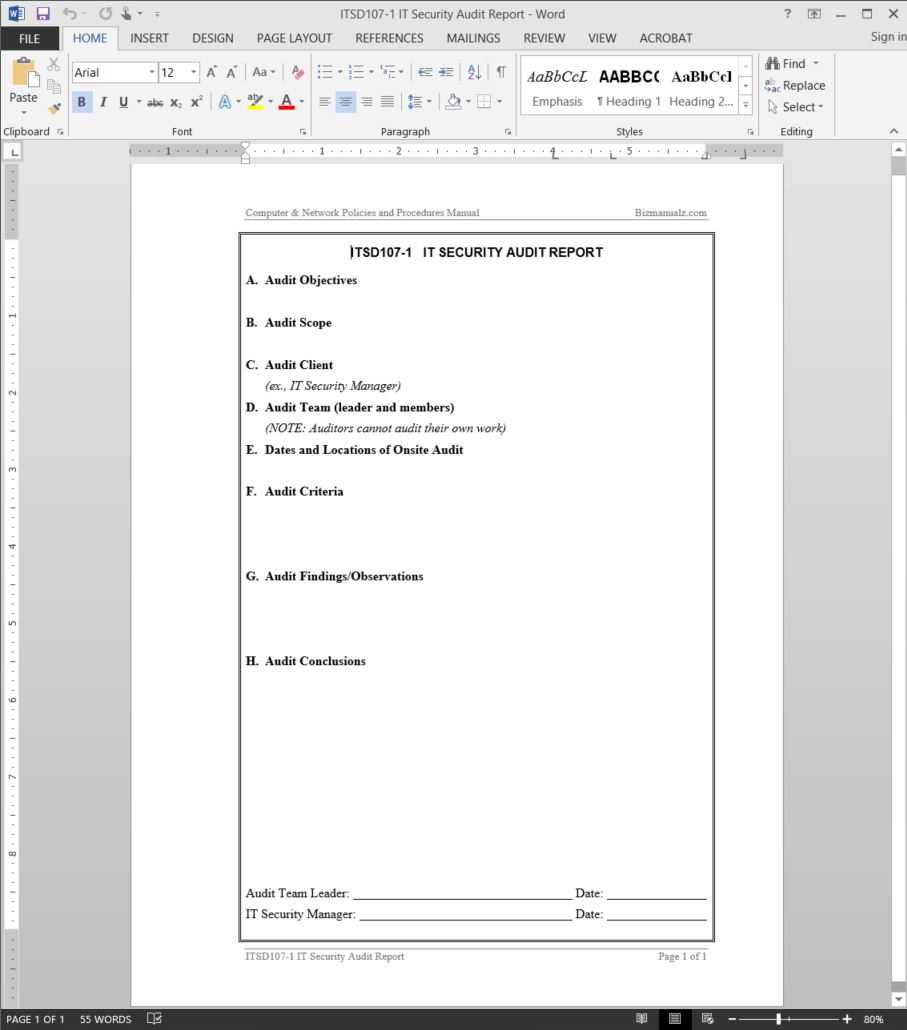 It Security Audit Report Template | Itsd107 1 For Information Security Report Template