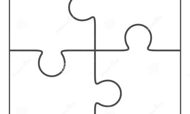 Jigsaw Puzzle Blank 2X2, Four Pieces Stock Illustration inside Blank Jigsaw Piece Template