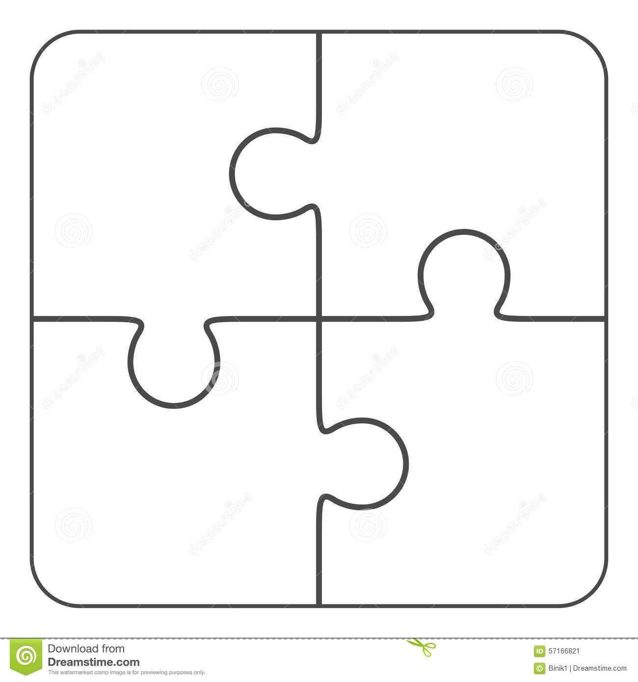 Jigsaw Puzzle Blank 2X2, Four Pieces Stock Illustration Inside Blank Jigsaw Piece Template