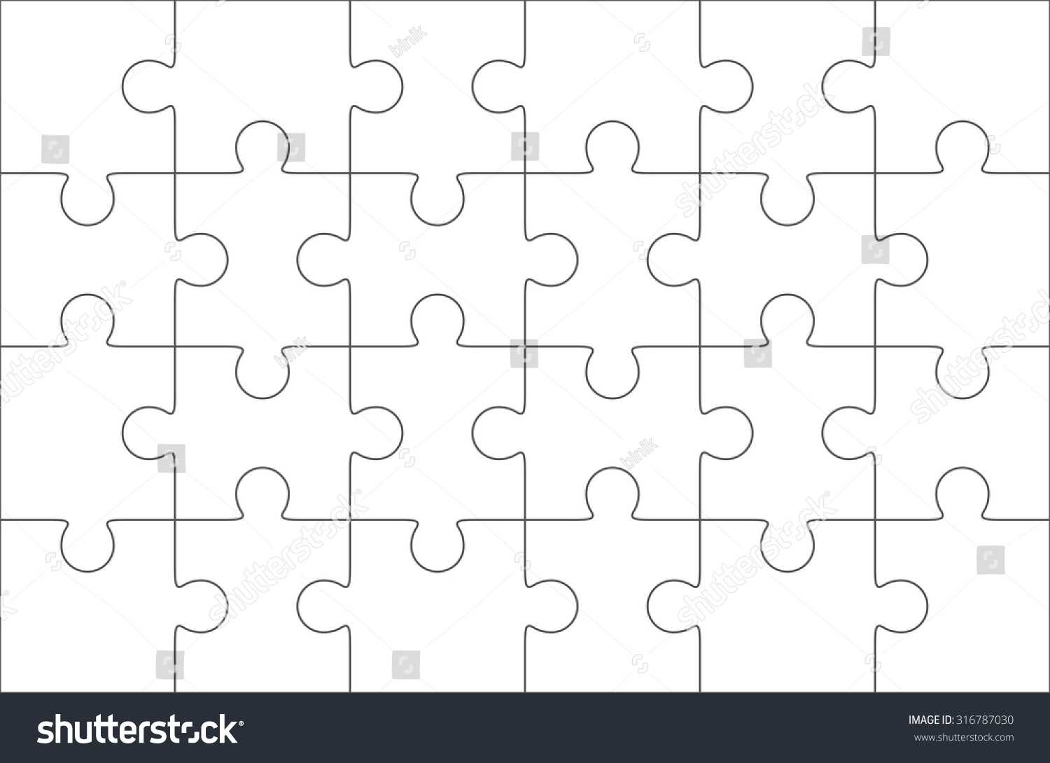 Jigsaw Puzzle Blank Template 6X4 Elements Stock Vector Within Blank Jigsaw Piece Template