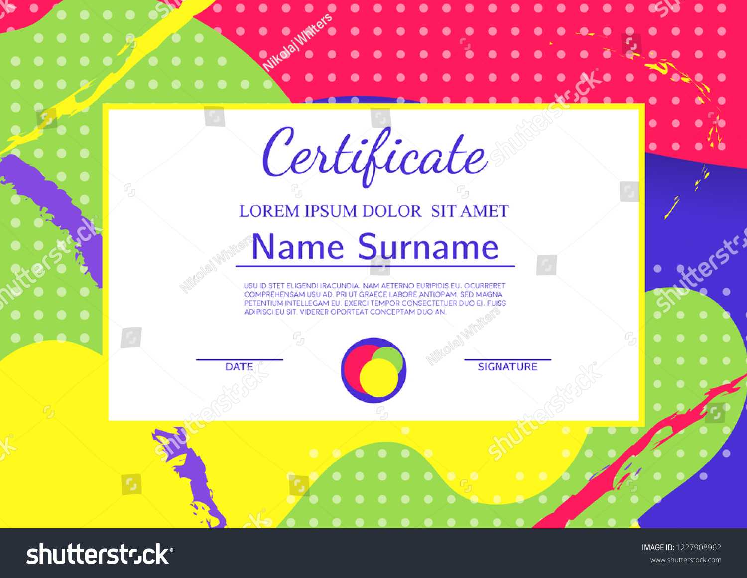 Kids Diploma Certificate Template Abstract Shapes Stock Pertaining To Fun Certificate Templates