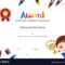 Kids Diploma Or Certificate Template With Pertaining To Preschool Graduation Certificate Template Free