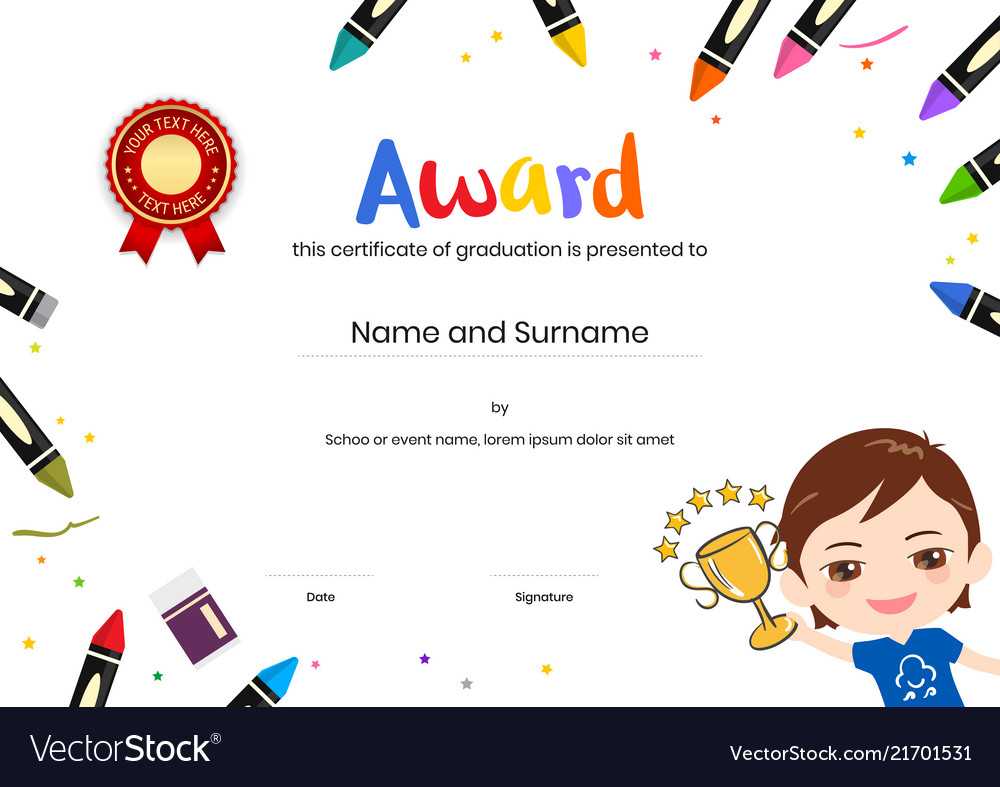 Kids Diploma Or Certificate Template With Pertaining To Preschool Graduation Certificate Template Free